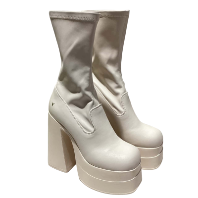 NWOT Windsor Smith Womens  Size 8 Cream stretch Sock Style Platform Boots.   CAB
