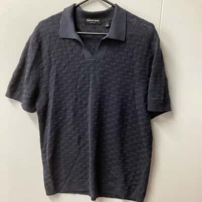 Country Road Mens  Size L Short Sleeve T-shirt Navy Blue cotton silk F