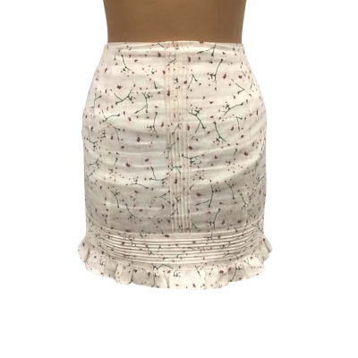 Joslin Cherry Blossom Mini Skirt Size 8 White Linen