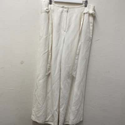 Trenery Womens  Size 14 High Waisted/Wide Leg Pants White