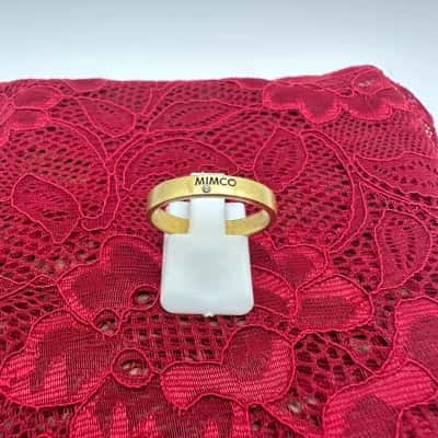 Mimco Goldentone & Clear Stone Ring Size L