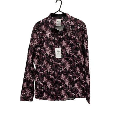 Mens YD Randall Slim Fit burgundy floral pattern long sleeve shirt