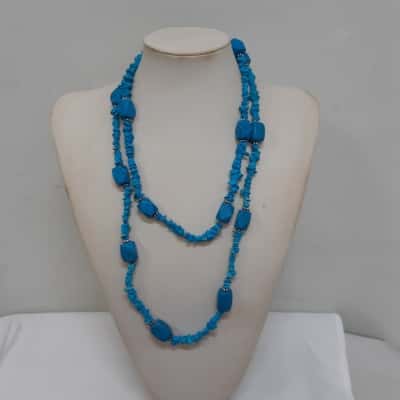 Turquoise Stone Long Bead Necklace 