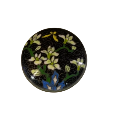 Vintage Enamel Round Trinket or Pill Box 