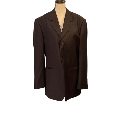 Ponti Mens Size 41/L/XL Suit Jacket Grey/Pinstriped