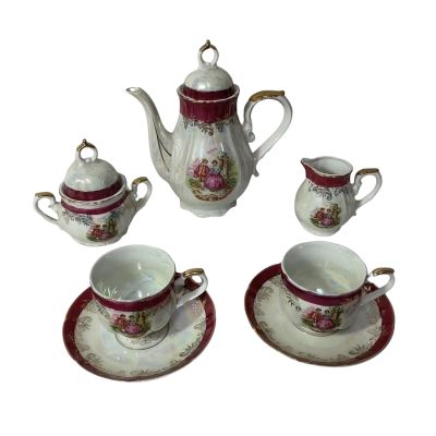 Vintage Eva China Japan "Courting Couple" Lustre Tea Set
