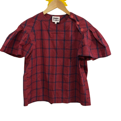 Bimba Y Lola Red Checkered Top Size S