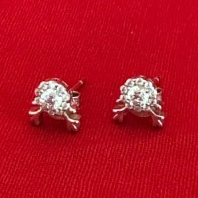  Women's 925 Silver Stud  Earrings featuring a Central Diamonte 