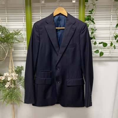  Godwin Charli Atelier Mens  Size 44/35R  Pinstripe Suit Jacket Navy Blue 