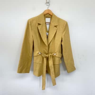 Minima Wheat Luca Tencel Relaxed Blazer Size 8 