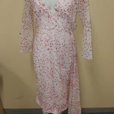 Asilio Womens  Size 12 Long Sleeve Dress Pink  / White 