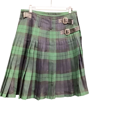  Mens  Scottish Highland Kilt Size 32 Black  / Checked / Green 