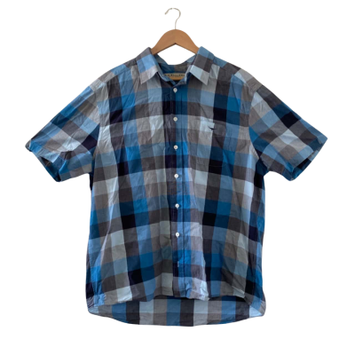 R.M. Williams Men's Size XXL/2XL Short Sleeve Checked Shirt Blue / Navy