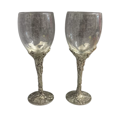 Pair of Seagull Pewter Canada Grapevine Goblets in Original Box (1990)
