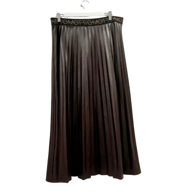  Motto Maxi Chocolate Brown Faux Leather Pleated Skirt Size 14