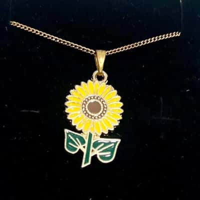 Gold Necklace Sunflower Pendant 