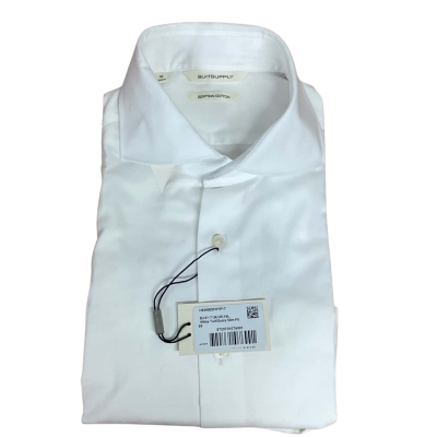 SuitSupply Mens  Size EU41/UK7/US16L White Twill Extra Slim Fit Egyptian Cotton Long Sleeve Shirt White 