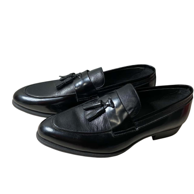 Zara Man Black Leather Loafers Size 42