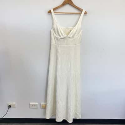 Issy Off White Cupped Rib Maxi Dress Size 12 