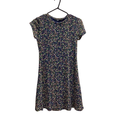Sportsgirl Womens Size 6 Navy Blue Floral Short Sleeve Mini Dress 
