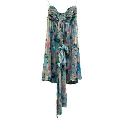 Leona Edmiston Womens  Size 8 Strapless Dress Blue / Multicoloured / Pink  / White 