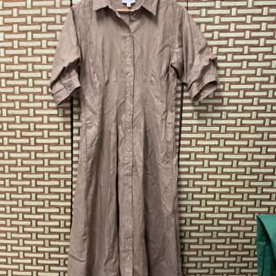 NWT Witchery RRP $249.95 Women's Dart Midi Dress Washed Green Size 12 Linen Birthday Party Gift Mum Wedding 
