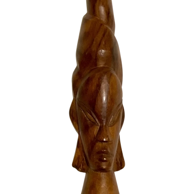 Vintage Hand-Carved African Wooden Bust Statue – Tribal Woman Figurine