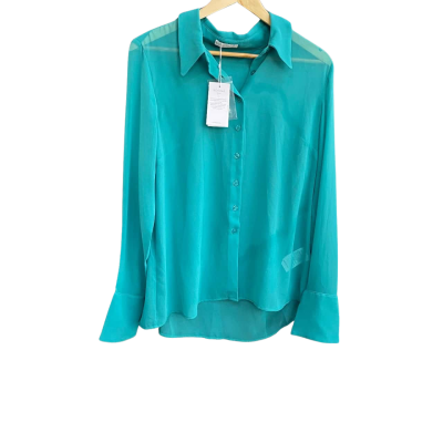 Kookai Womens  Sheer slim shirt Size 42 Teal 