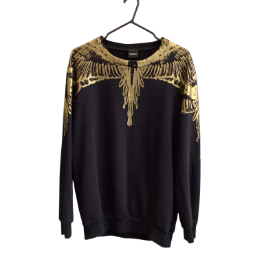 Marcelo Burlon Men's Size L Crew Neck Jumper Black & Gold 