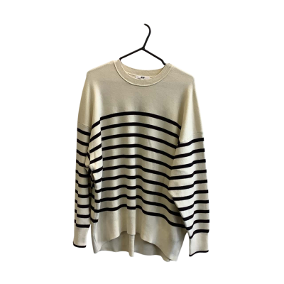 Uniqlo Women's Size XL Knit Jumper Black & Cream Striped 