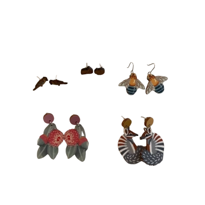  Womens Wooden Earrings Animal print / Floral