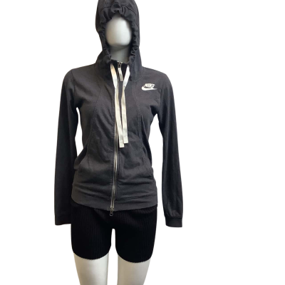 Nike Womens  Size XS Swoosh Logo Hooded Jacket Charcoal