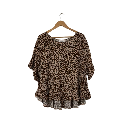 ST.Frock 100% Rayon Animal Print Top with Flutter Sleeves Size M/L