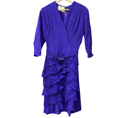 Vintage Roner Couture Womens Purple Pleated Dress 