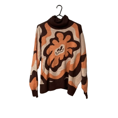 Womens Dangerfield Size 20 Roll Neck Jumper Beige / Brown / Orange 