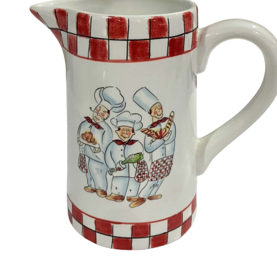 Godinger Italiano Chef Red Checked Border Pitcher