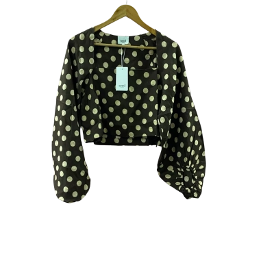 Seed Heritage Long sleeve Top 100% French Linen Size 16 Raisin Spot Polka Dot 