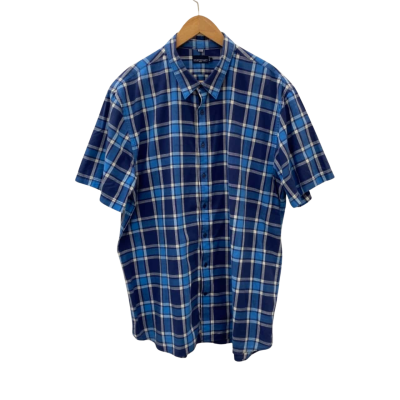 Sportscraft Mens  Size XXXL Checked Short Sleeve Shirt Blue 