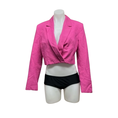 Zara Womens 100% Cotton Size M Cropped Jacket Pink  