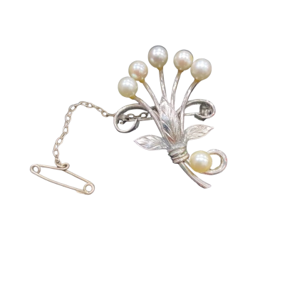 Vintage Silver & Pearl Brooch 