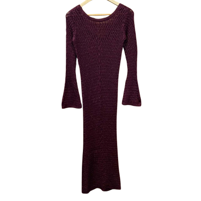 Zara Maroon Mesh Maxi Dress Size S