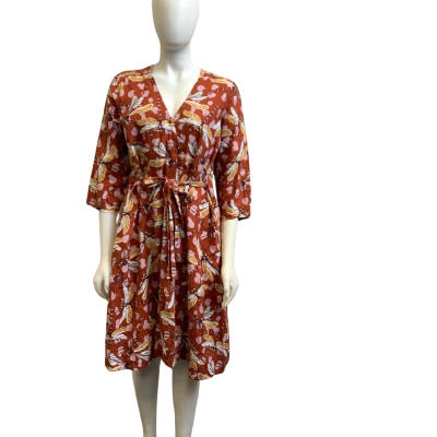 Gorman Womens  Size 10 / M Dragon Fly Linen Dress Brown  Mix