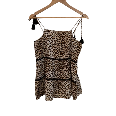 Seed Heritage Womens  Size 10 Cami  / Shoestring Strap Top Animal print / Black  / Burnt Orange / Cream 