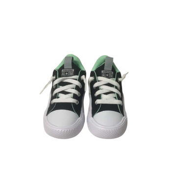 Kids Converse Size 8 Black  / Green / White 