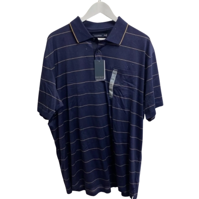 Gazman Mens  Size XXL Polo Shirt Blue / Brown / Striped 