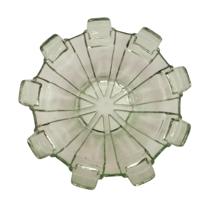 Vintage Australian Art Deco Green Depression Glass. Geometric Shaped  Bowl. No Chips or Cracks.