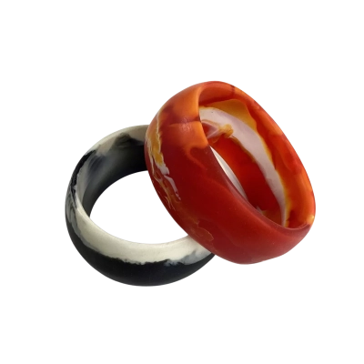 Pair of Chunky Resin Statement Marbled Retro Bangles