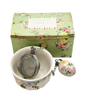 Robert Gordon 'LIBERTY' Small Dish With Tea Ball In Original Box - Tea Strainer / Tea Bag Holder  (brica shelf)
