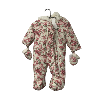  Baby Baba Luno Size 3-6m Floral / White Winter Onesie With Mittens