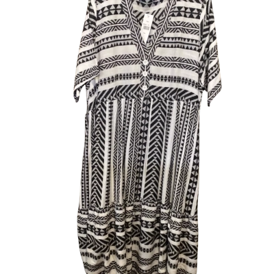 Curvaceous Womens  Size L Casual Dress / Maxi Dress Black  / Pattern / White 